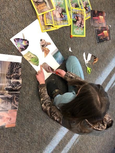  Sixth Graders working on Self Image Collages